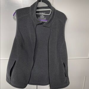 LL Bean Gray Fleece Vest with Zipper Pockets